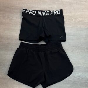 Nike Black Double-Layer Athletic Shorts Set